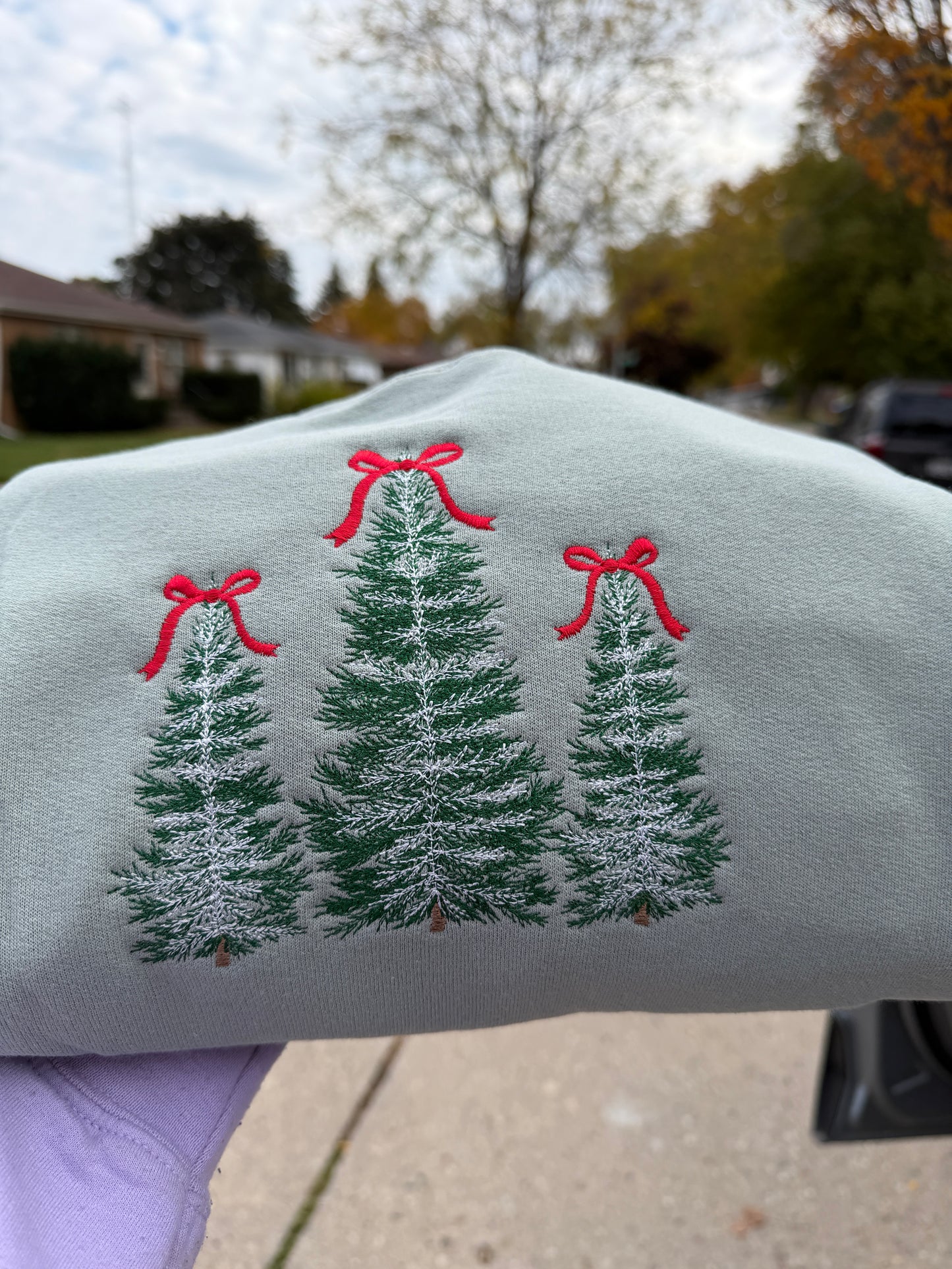 Trio Embroidered Pine trees