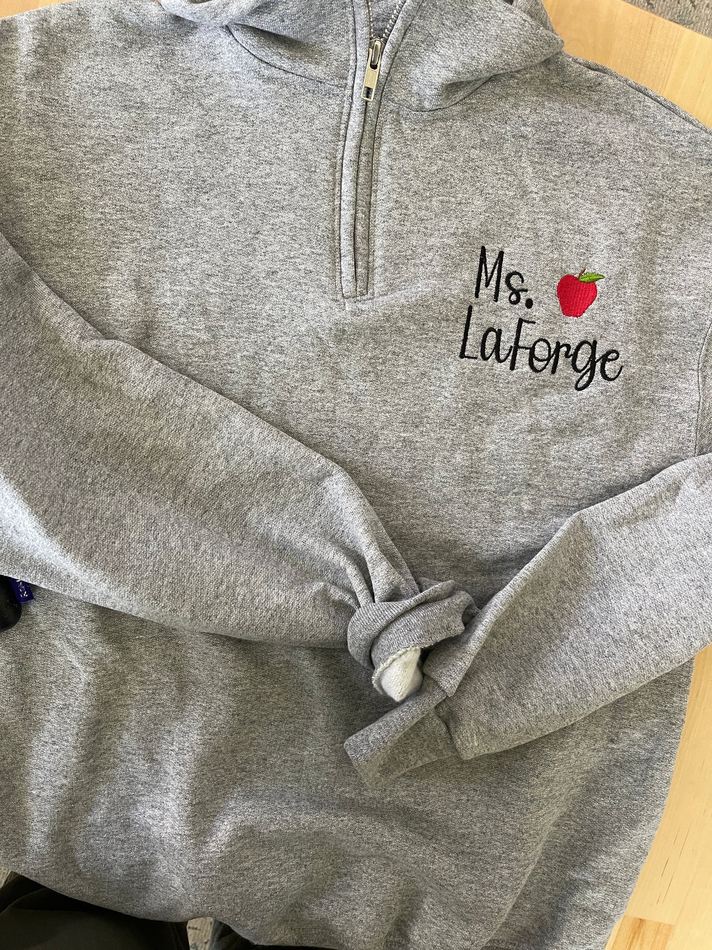 Teacher Name and Apple Quarter Zip