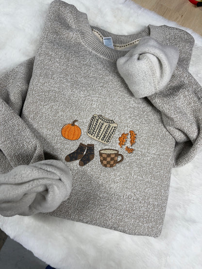 Fall icons embroidered crewneck
