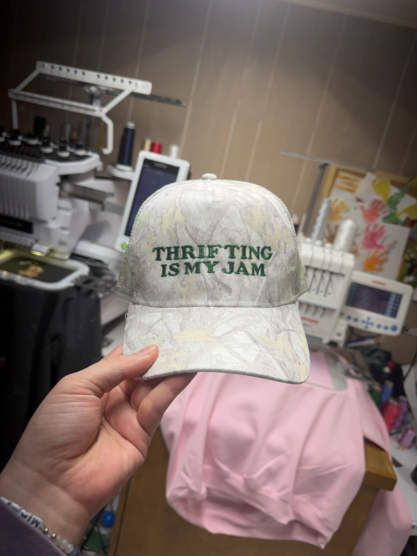 Thrifting is my Jam Camo: Trucker Hat