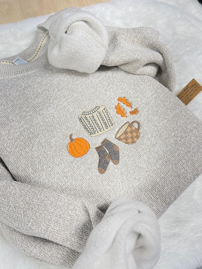 Fall icons embroidered crewneck