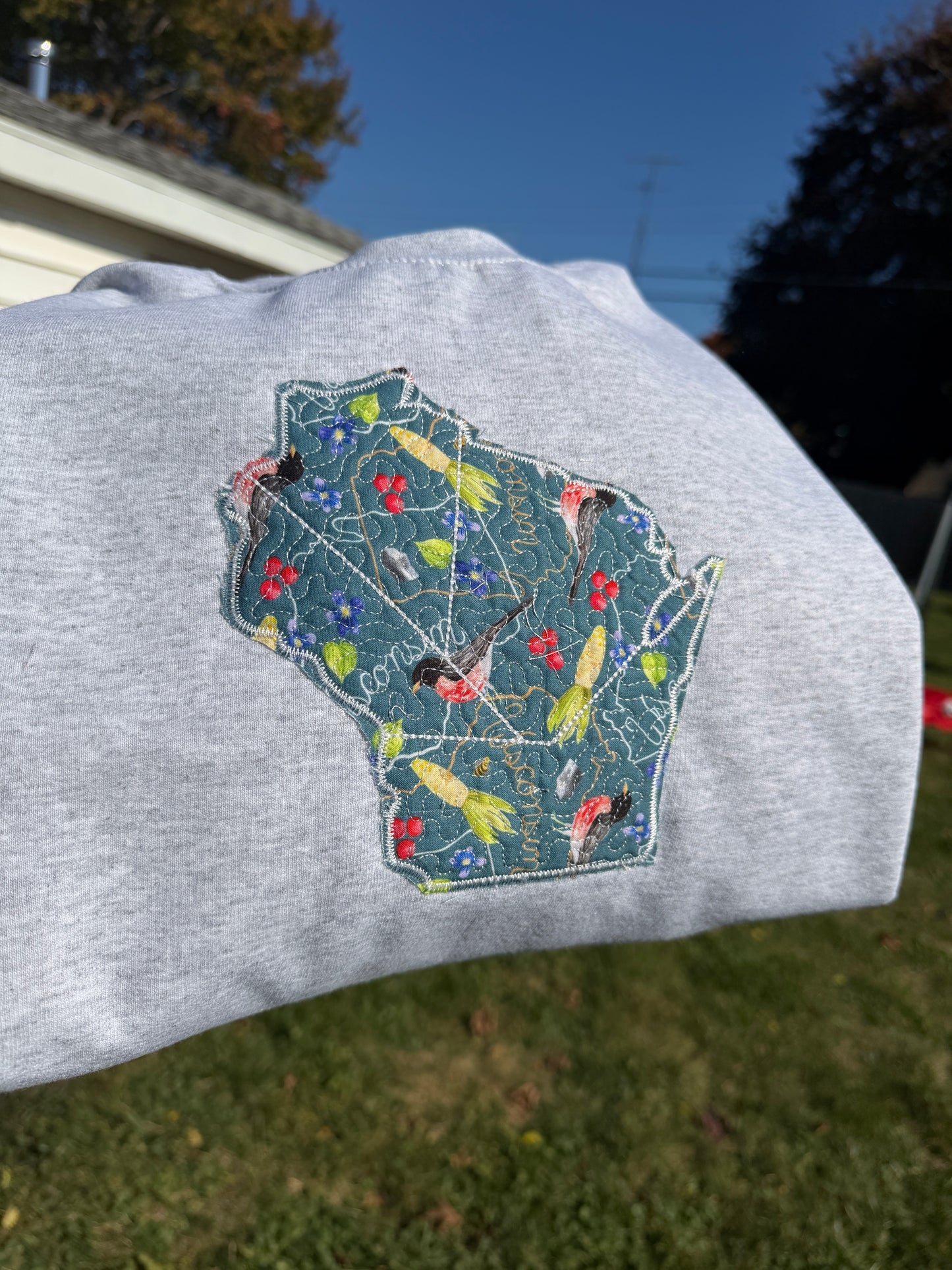 Wisconsin State Embroidered Crewneck