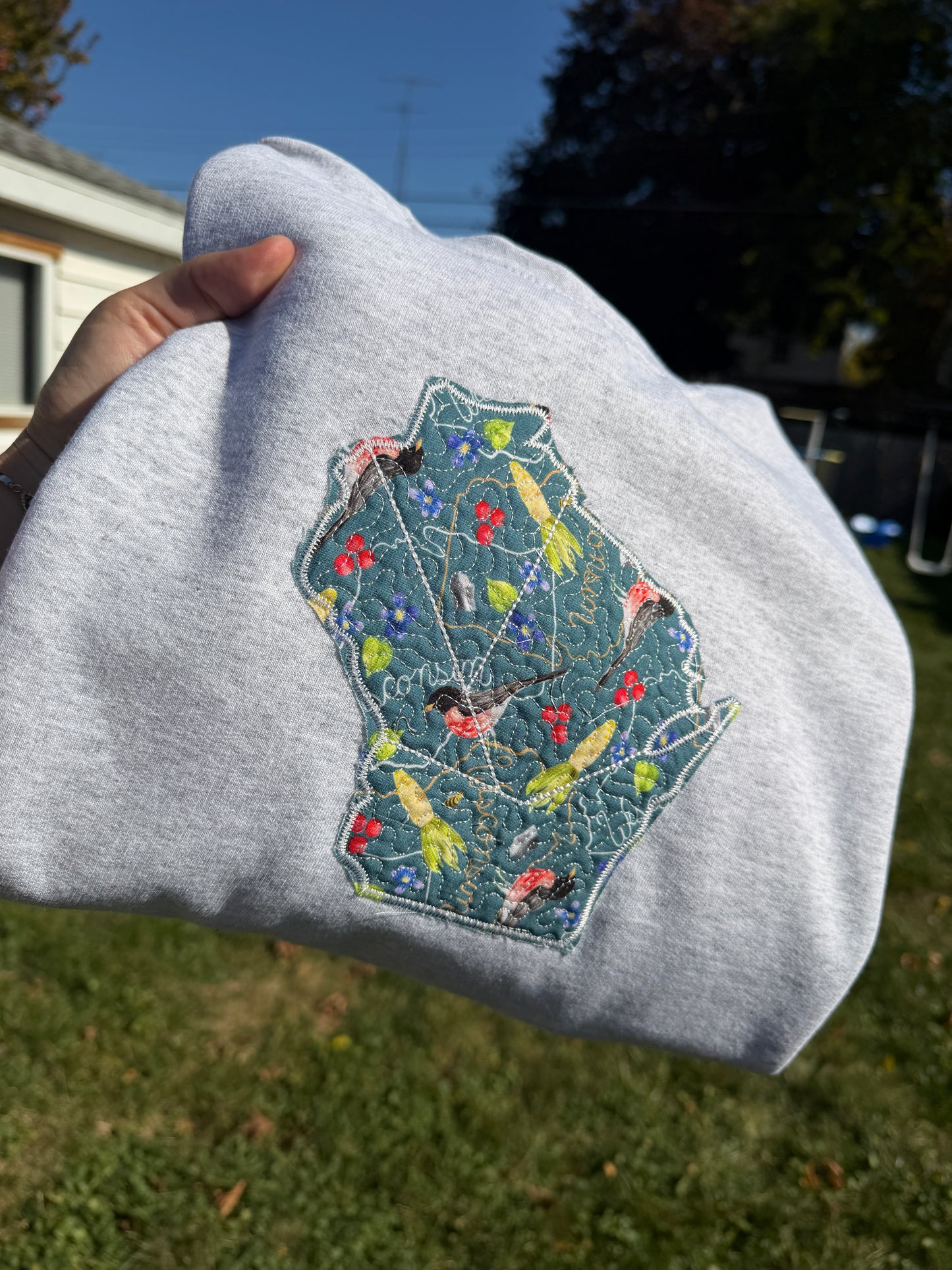Wisconsin State Embroidered Crewneck