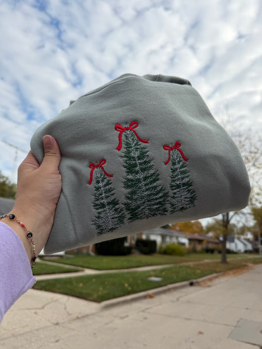 Trio Embroidered Pine trees